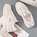 NCNDB Women's Clunky Sport Sneaker Trainers Lace Up Fashion Increased Dorky Bottom Shoes Beige 8 US