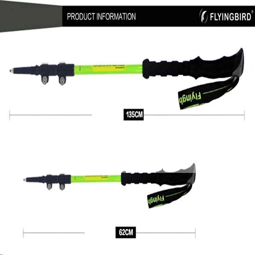 GSP Trekking Pali 3 sezioni Multifunzione Bastoncini da Passeggio Bastone da Trekking Accessori Lega di Alluminio 135cm Maniglie Regolabili per Esterno Lunghezza Lega di Alluminio al tungsteno