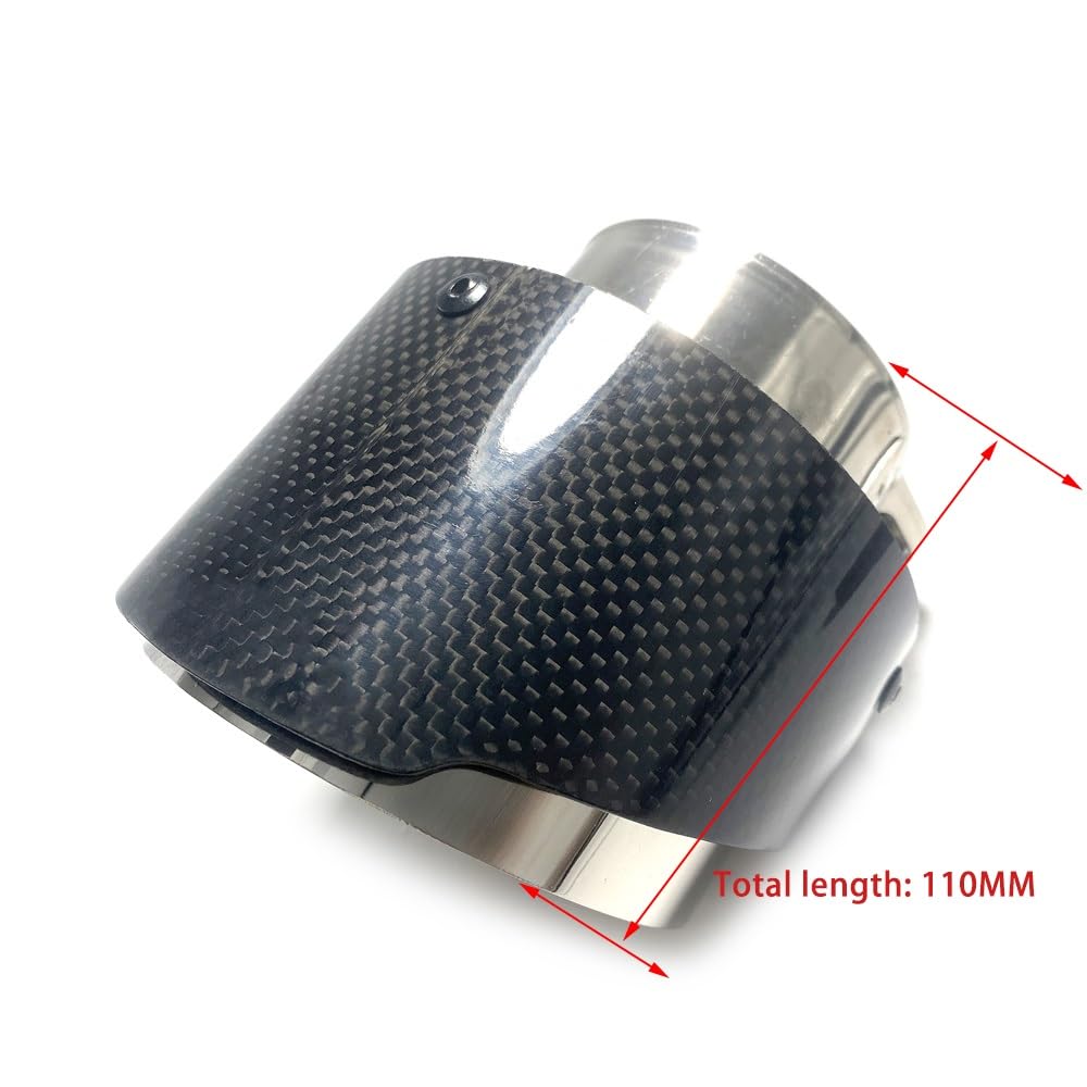 Tubo Escape Coche 1 Uds. Para BMW Tubo Escape Universal 110mm Longitud Tubo Escape Fibra Carbono Real Brillante Modificado Tuberia Escape Silenciador Tubo (Tamaño : In 51mm -Out 76mm)