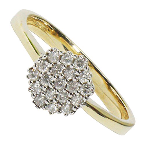 Bague fiançailles or jaune 9 carats diamant 0,19ct taille N BJC