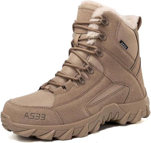Botas Cálidas De Trekking Y Senderismo para Hombres Y Mujeres Botas Militares Tácticas Al Aire Libre,Brown Warm,8 UK
