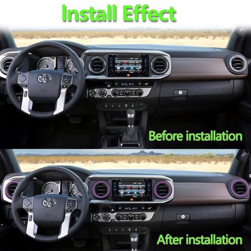 Image of Aluminum Alloy Vent Outer Rings Kit for Toyota Tacoma 2016-2023 (4pcs Purple) - Air Conditioner Vent Trim Rings, Metal Interior Upgrade Accessories