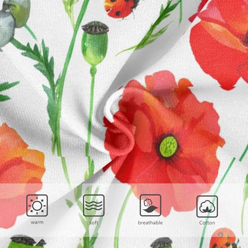 Designer Toddler Girls Underwear 2t Cotton Cute Panties Girl Vivid Red Poppy Flowers White Briefs Girls Undies3