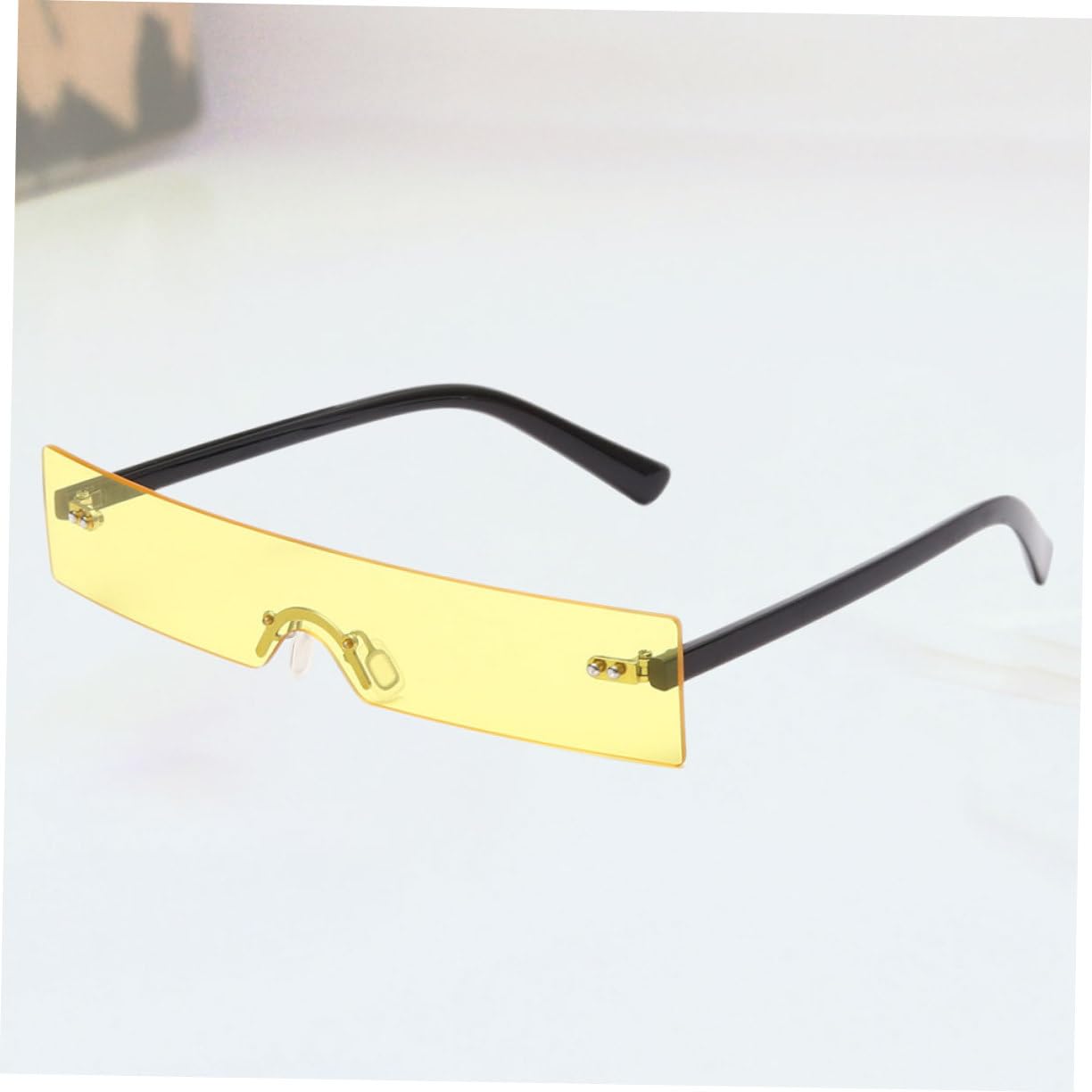 OFFSCH Men's Women's Vintage Fashion Half Frame Sunglasses Yellow Uv Protection