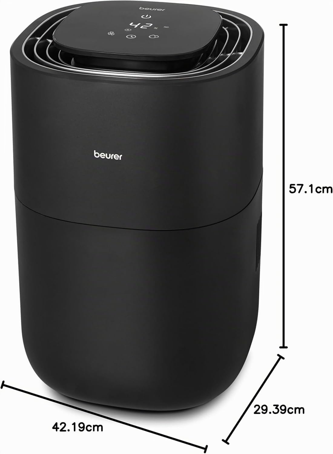 BEURER Umidificatore LB 200 Tecnologia di Evaporazione a Freddo in 3 Livelli ad Alta Efficienza Energetica, Umidificazione Igienica dell'Aria, Asciugatura del Filtro, per Ambienti fino a Circa 30 m²