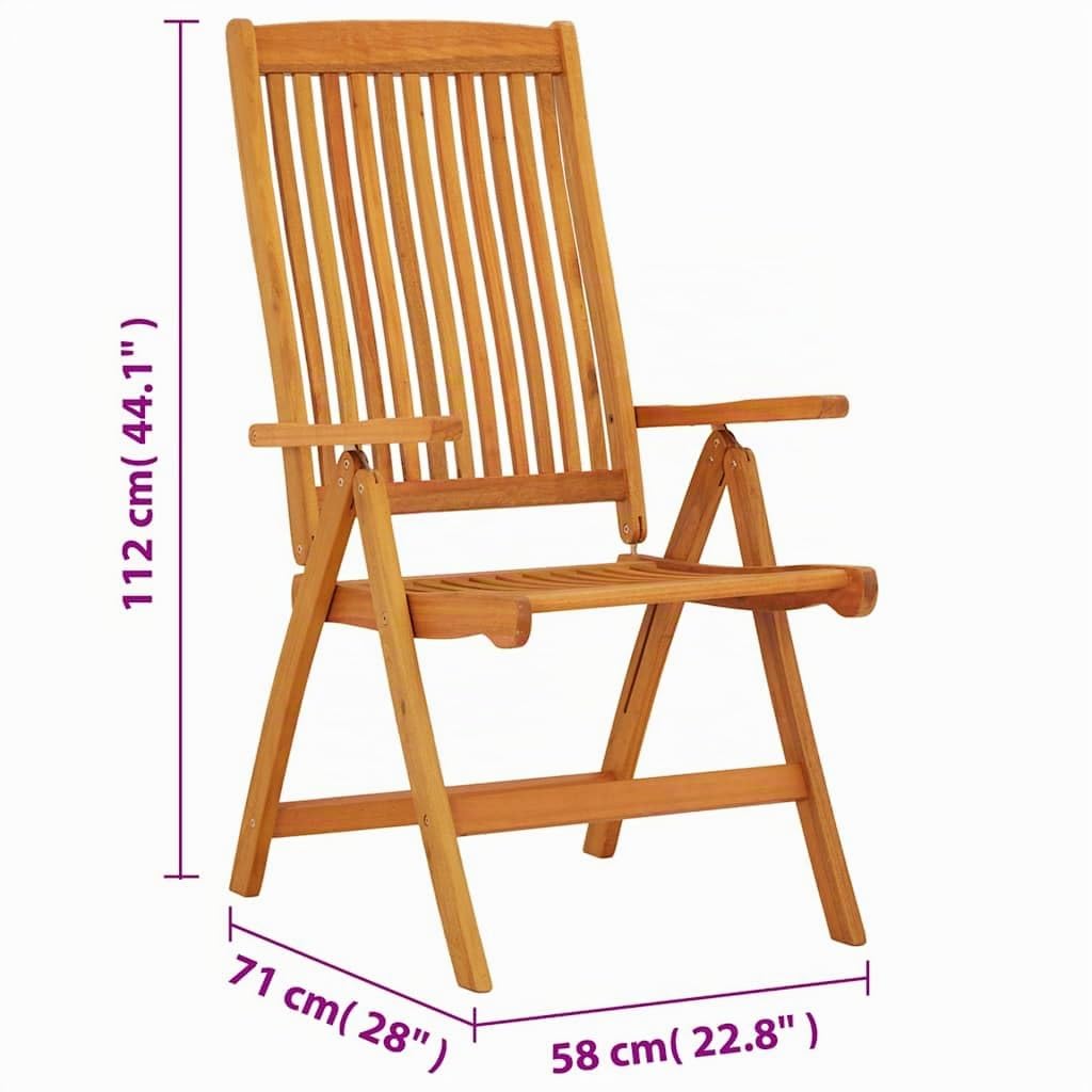 vidaXL 2X Sillas de Jardín Plegables Asiento Terraza Balcón Entrada Oficina Despacho Dormitorio Salón Hogar Sala Madera Maciza de Eucalipto
