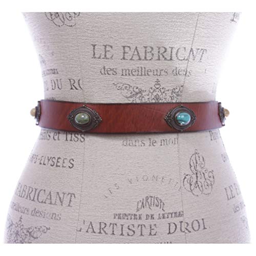Women's Western Antique Copper Concho Turquoise Stone Studded Leather Belt3