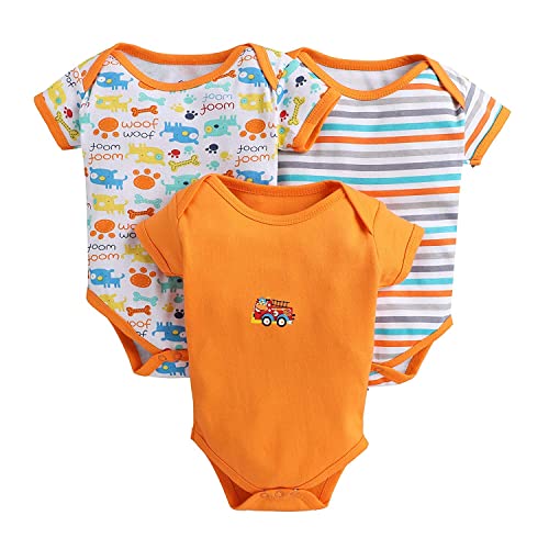 Image of POOJA BABY Cotton Baby Bodysuit Short Sleeve Half Romper Pack of 3 Soft & Comfortable for Kids Pack of 3