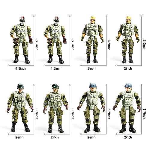 HOSPONY 58-in-1 Army Men Toys for Boys 4-7 6-8 8-12, Military Truck/Helicopter/Kayak Boat/Motorcycle/Army Men Action Figures/Weapon Gears, Army Toys for Boys Kids Birthday Gifts Party Favors - Image 3