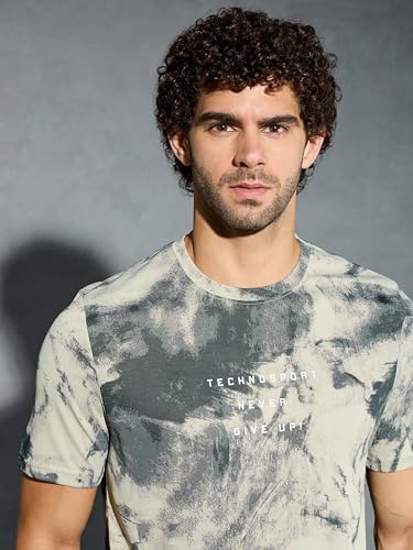 Image of TECHNOSPORT Men's Regular Fit Half Sleeve Crew Neck T-Shirt, TECHNOCOOL+ Quick Dry Moisture Wicking Stretchable Sports Gym and Casual Wear