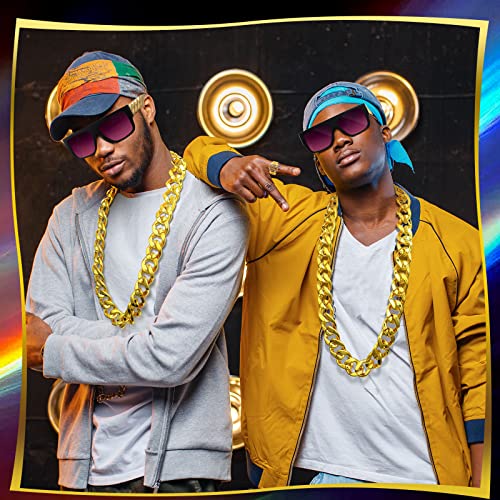 Inbagi 24 Pcs Big Chunky Faux Rapper Chain for 80s 90s Punk Style Halloween Costume, 32 Inches Long4