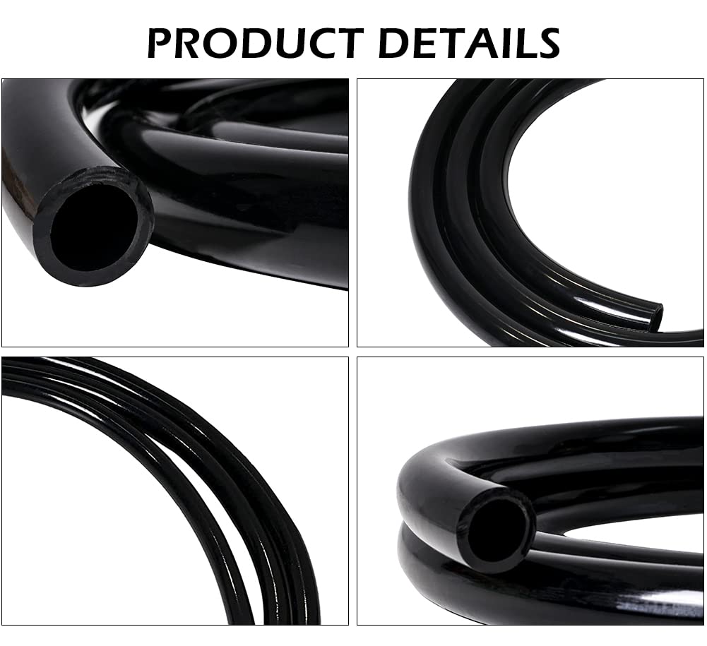 Feelers Tubo de vinilo de PVC negro de 1 pulgada de diámetro interior x 1-1/4 pulgadas de diámetro exterior para acuario, línea de aire, manguera ligera sin BPA, 9.84 pies