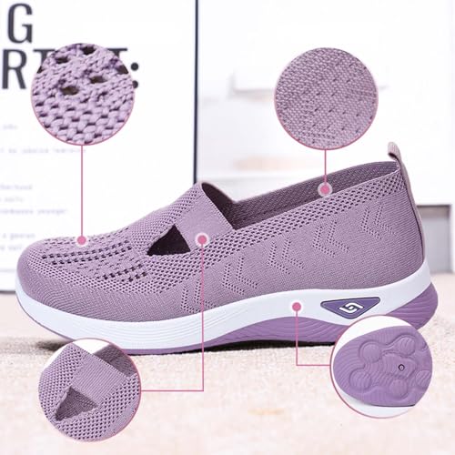Women's Woven Orthopedic Breathable Soft Shoes Arch Support, Diabetes Foam Shoes Walking Anti-Skid Sports Shoes4