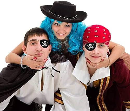 Pirate Eye Patches Black Felt One Eye Skull Captain Eye Patches for Halloween Christmas Pirate Theme Party (12 Pieces)