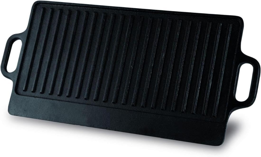 Baumalu Gusseisen-Grillplatte 38 cm beidseitig nutzbar schwarz für Gas und Ofen