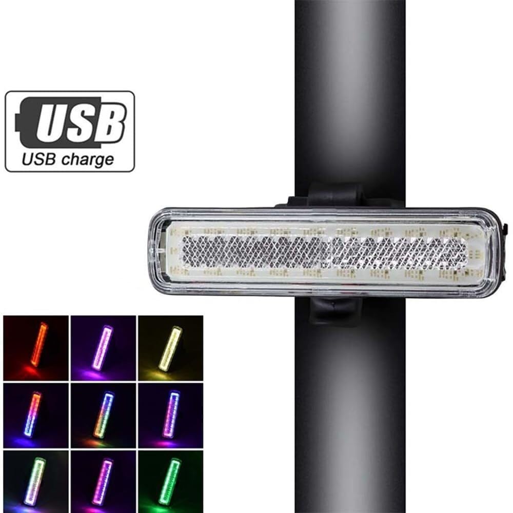 Luz trasera LED para bicicleta, 14 modos, recargable vía USB, luz de advertencia de seguridad para ciclismo de montaña, lámpara para mochila y casco.