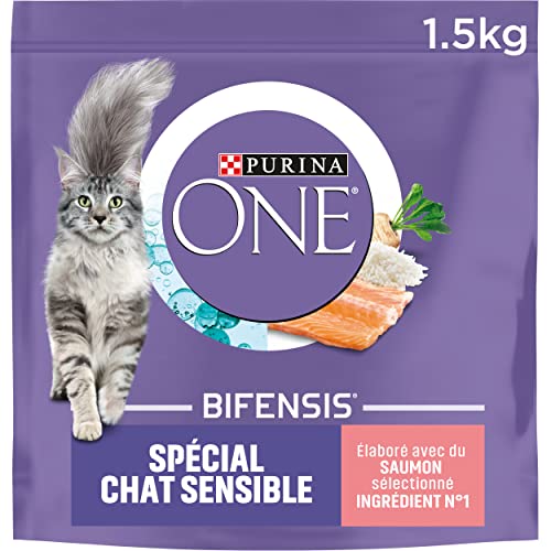 Purina One Spécial Chat Sensible - au Saumon et au Riz - 1,5 KG - Croquettes pour Chat Adulte - Lot de 6