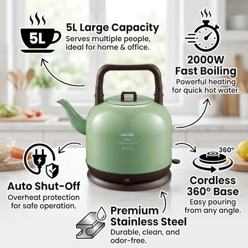 Tetera eléctrica inalámbrica 2000W 5L rojo miniatura 4