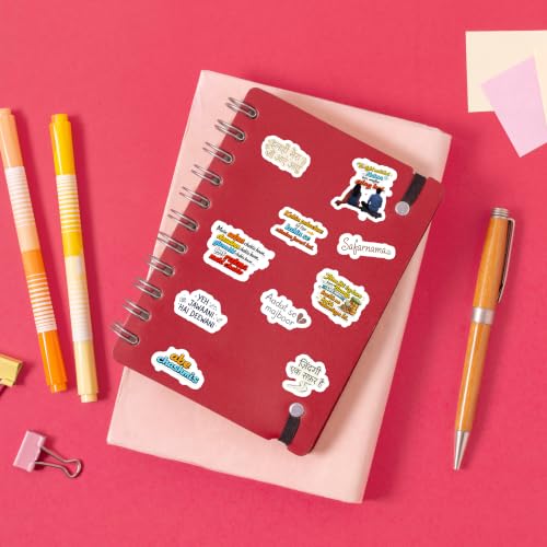 Image of Yeh Jawani Wanderlust Adventure Vinyl Sticker Pack of 60 | Waterproof Travel, Friendship & Romance Aesthetic Stickers for Laptop, Water Bottle, Suitcase, Journal & Helmet