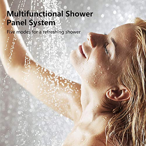 Adbatnos Shower Panel Multifunctional Shower Panel System Shower Tower, Rainfall Waterfall Spout, 2 Massage Jets, Tub Spout And Handheld Shower, 304 Stainless Steel Shower Panel With Body Jets (A01) #TOP5