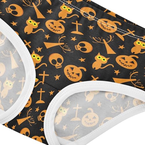 Little Girl Underwear Toddler Panties Kids Undies Halloween Skull Cat Soft Cotton Briefs 2T-8Y4