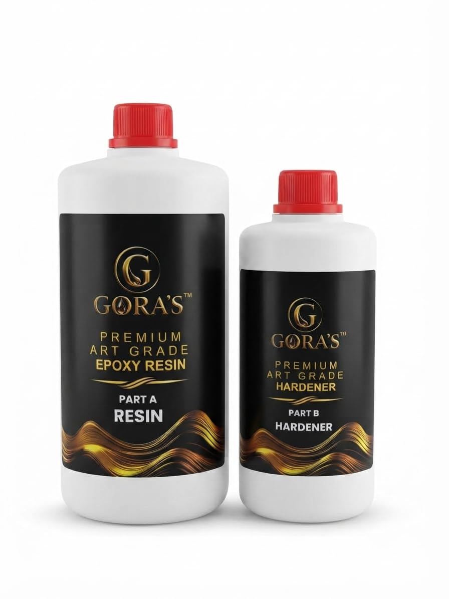 GORA'S™ Crystal Clear Epoxy Resin Kit 1.2kg | 2:1 Resin Hardener Set | Art Resin for Coasters, Jewelry, Molds, River Tables, Wood & DIY Craft Projects-image-46