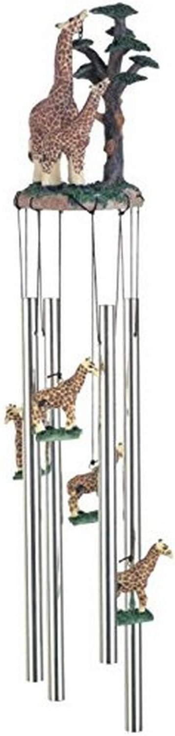 StealStreet SS-G-41016, Wind Chime Round Top Giraffe with Baby Garden Decoration Windchime, White