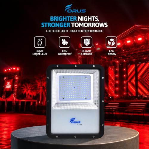 Image of Forus 100W Red Color Flood Light Outdoor LED Waterproof Decorative Focus Lamp for Home Garden Events Security Terrace Landscape Pathway Building Festival Stage Party Celebration Lighting - 1 Pc