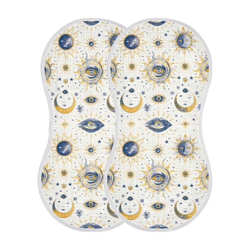 xigua Sun and Moon Baby Burp Cloths for Newborn Boys and Girls 4 Pack, Soft & Absorbent Cotton Baby Burp Cloth, Baby Washcloths, Newborn Towel, Burp Rags2