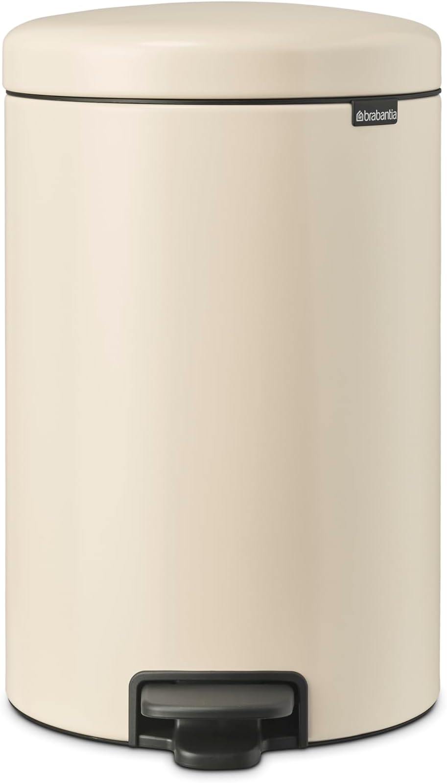 NewIcon 20L Pedal Bin - Medium Bin for Kitchen - Soft-Close Lid - Lightweight Pedal - Removable Inner Bucket - Non-slip - Soft Beige - 29 x 38 x 47 cm