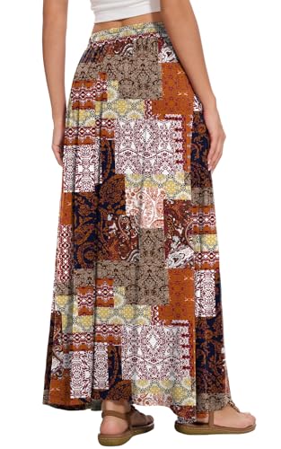 Image of Womens Maxi A-line Long Skirt Casual 2026 Elastic High Waist Flowy Skirts with Pockets
