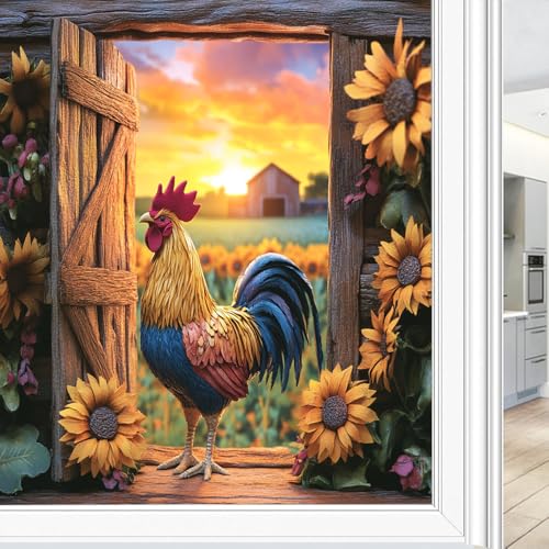 Película Decorativa de Vidrio para Ventana Rooster 17.7 x 23.6 in miniatura 1