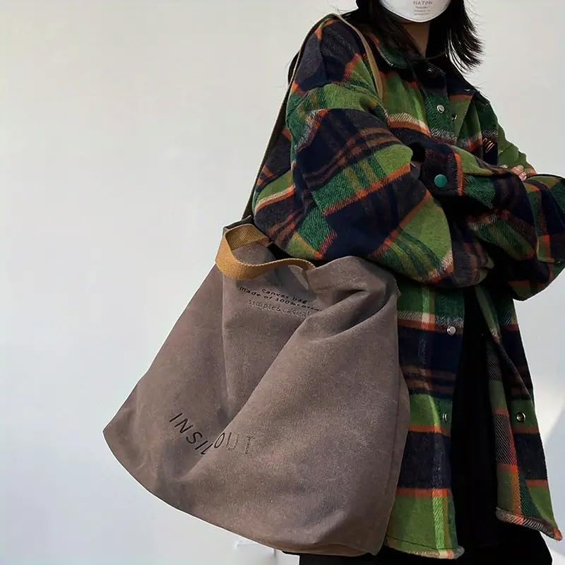 Canvas Large Capacity Tote Bag for Women, Summer Crossbody Bags with Zip Closur, Shoulder Bag with Adjustable Strap2