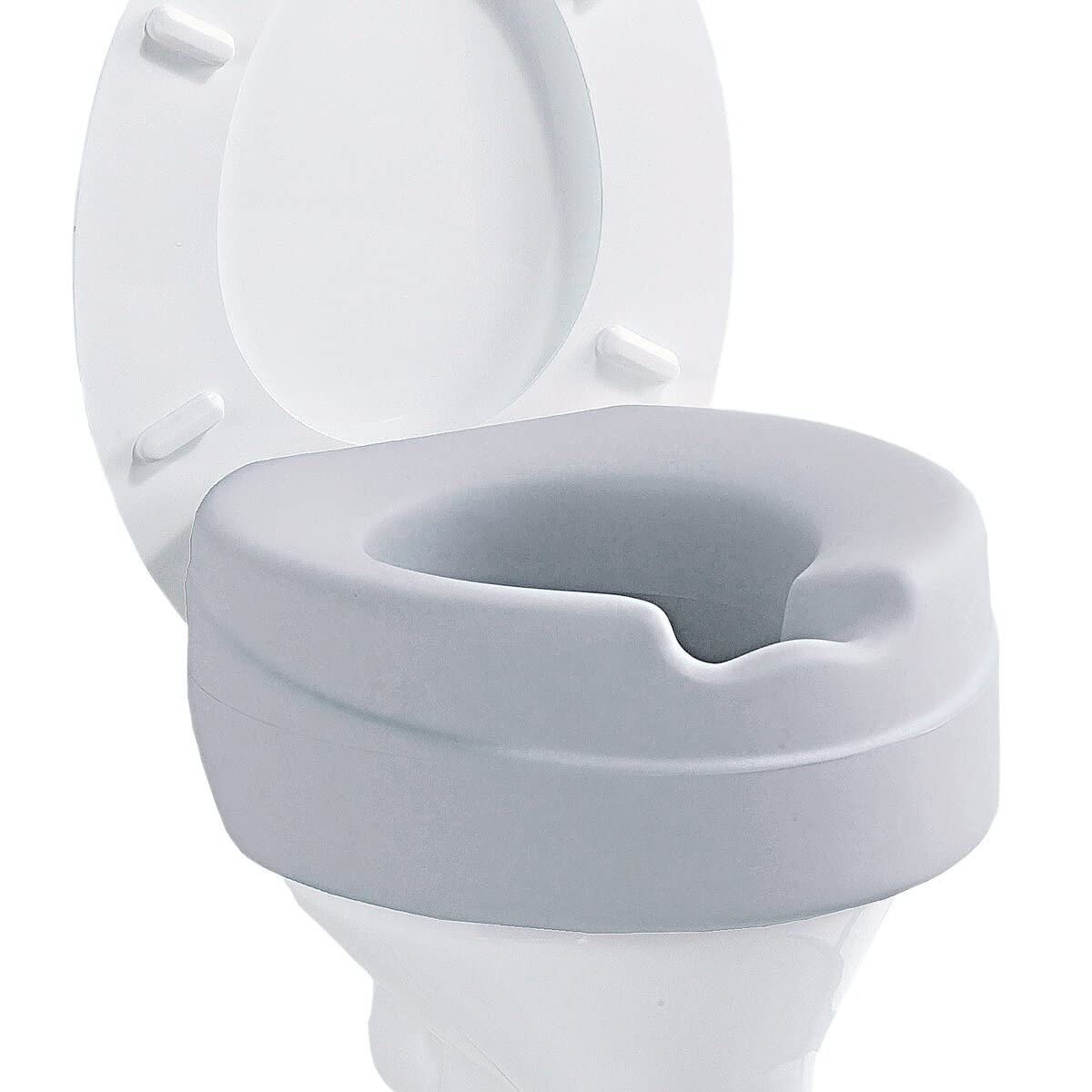 Toilettensitz-Erhöhung"Soft", Toilettenaufsatz Sitzerhöhung Toilettensitz WC, 10 cm Erhöhung, & Hygienemulde, max. 185 kg, grau