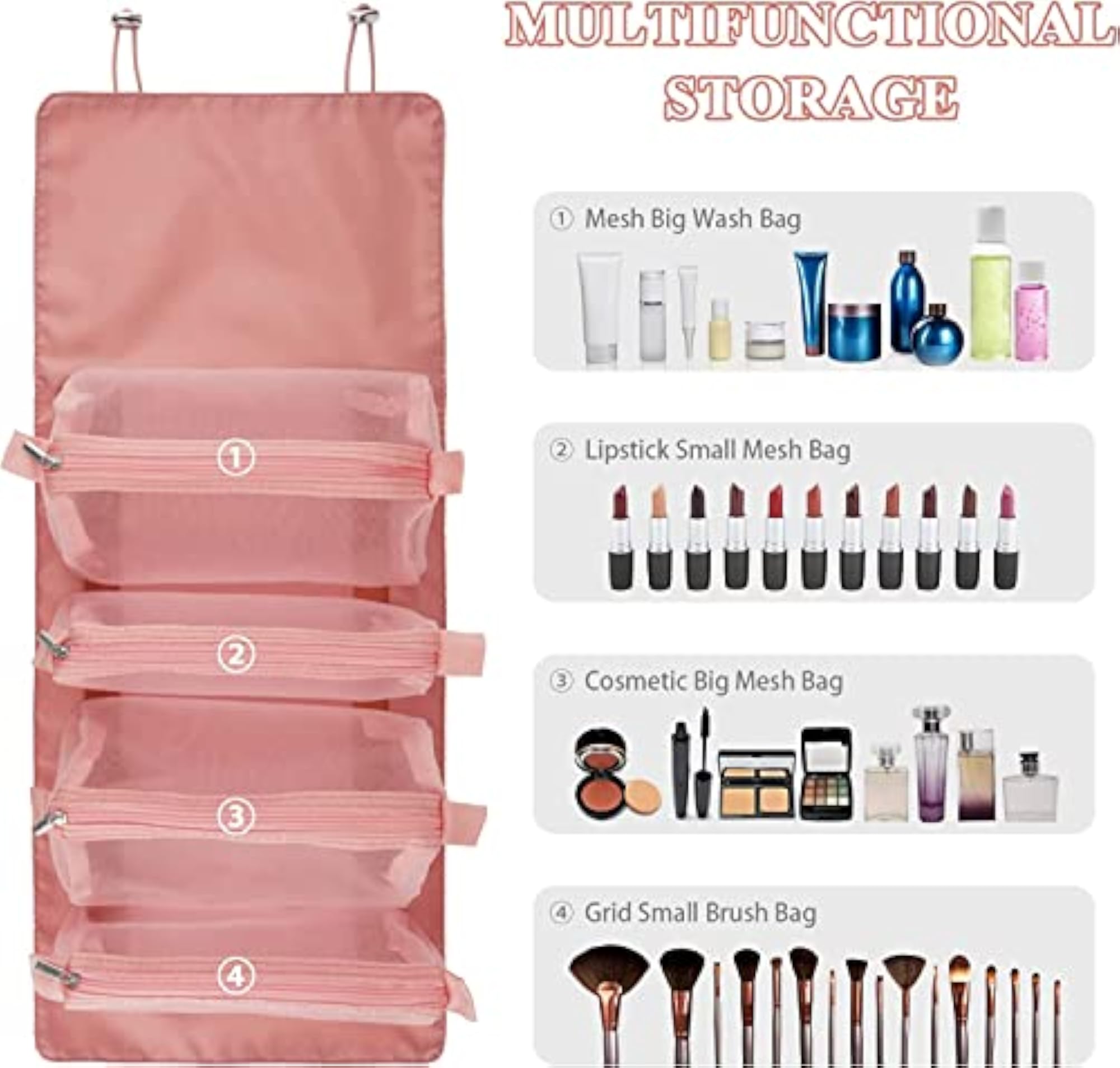 Detachable Cosmetic Bag, 4 in 1 Portable Toiletry Organizer