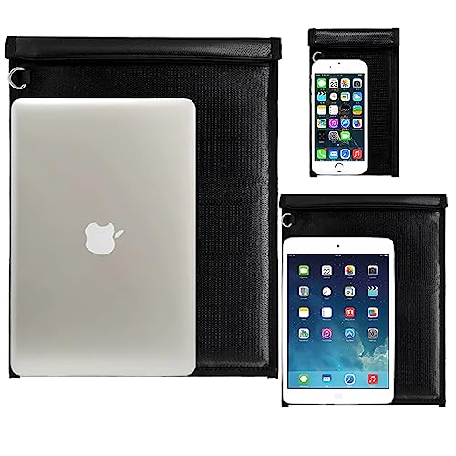 Faraday Sac ignifuge étanche pour clés de voiture Protège l'argent liquide Certificat de mariage Sacs de rangement pour iPad Notebook Documents électroniques contre le feu (3 tailles XL-L-S)