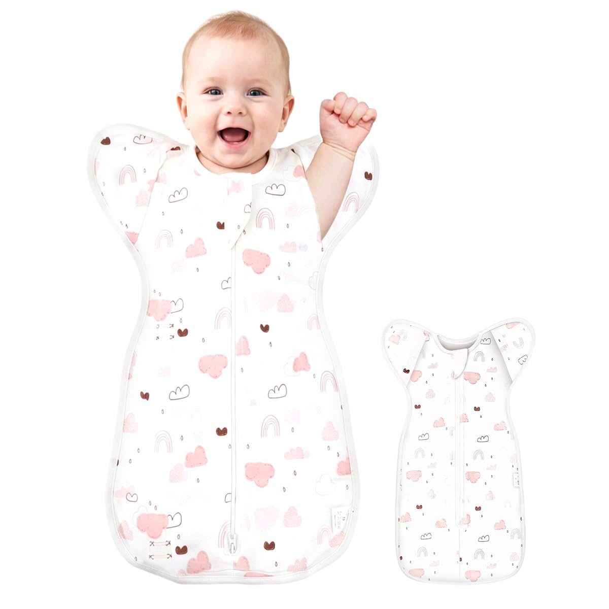 SNOWIE SOFT® Baby Swaddles for Newborns, Bamboo Cotton Baby Swaddle Wrap for Newborns Arms Up Infant Sleeping Blanket Zipping Sleeping Bag Newborn Sleep Sacks for Startle Reflex for Infant 0-6 Months-image-20