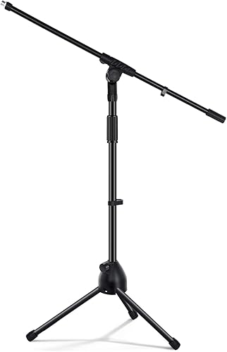 Soporte de micrófono trípode brazo brazo podio estudio soporte de micrófono altura ajustable 75 pulgadas, extiende el brazo a 27 pulgadas, viene con