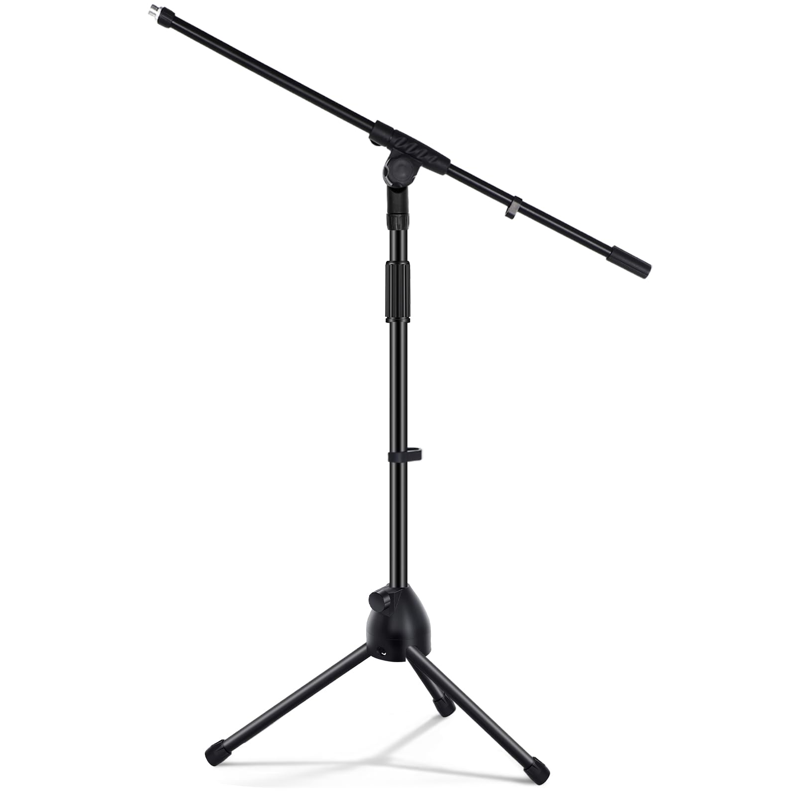 tellegloww microphone stand tripod boom arm floor podium studio mic stand adjustable height 75 inches, extends arm to 27 inches comes with 3/8 inch and 5/8 inch mount adapters for singing podcast