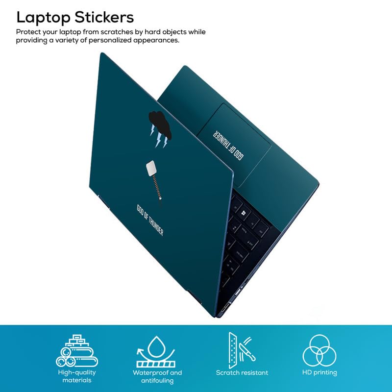 Image of Galaxsia Thor GOD of Thunder Full Vinyl Laptop Skin /Sticker /Cover for 17 to 17.3 Inches Laptops Laminated-Removable-HD Quality Compatible for Hp-Dell-Sony-Lenovo-Asus etc.(16.5x11 Inches)