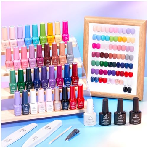 Image of beetles Gel Polish Shifting Lights - Gel Nail Polish Set Brown Burgundy Red Black White Green Purple Glitter 36 Colors with Base Coat Glossy Matte Glitter Top Coat UV LED Soak Off Gift for Women