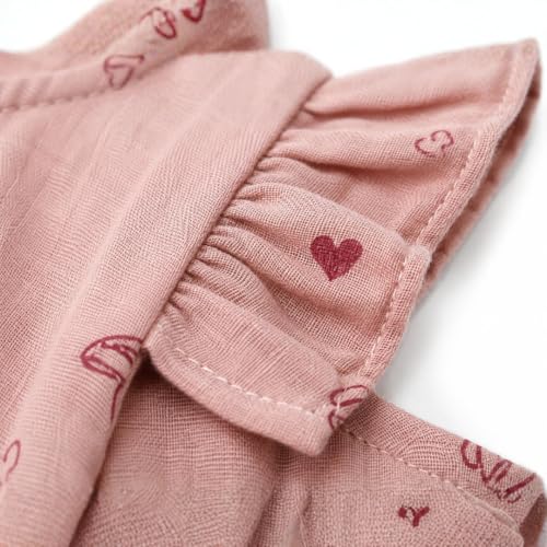 Image of Lilimi Toddler Baby Girl Cotton Muslin Dress, Breathable Flutter Sleeve Button-Front Cute Frocks