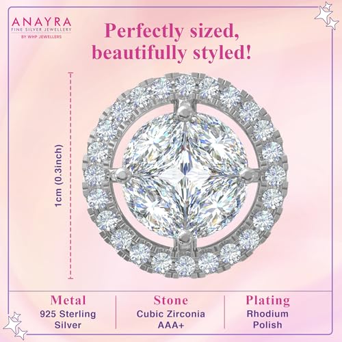 Image of 925 Sterling Silver Stud Earrings for Women | Cubic Zirconia Solitaire Ear Studs | Lightweight Hypoallergenic Anti-Tarnish Daily Wear Jewellery | Gift for Girls, Wife, Girlfriend, Mother, Sister | Birthday, Anniversary, Rakhi