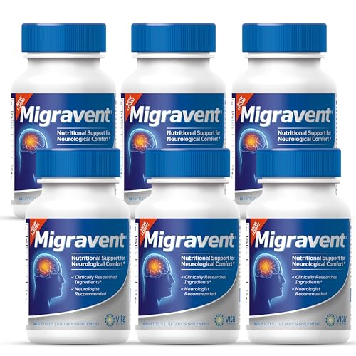 Vita Sciences Migravent Migraine Relief Supplement w/Vitamin B2, Riboflavin, Magnesium, Coenzyme CoQ10, PA-Free Butterbur, Bioperine, Premium Herbal Extracts (60 Count (Pack of 6))