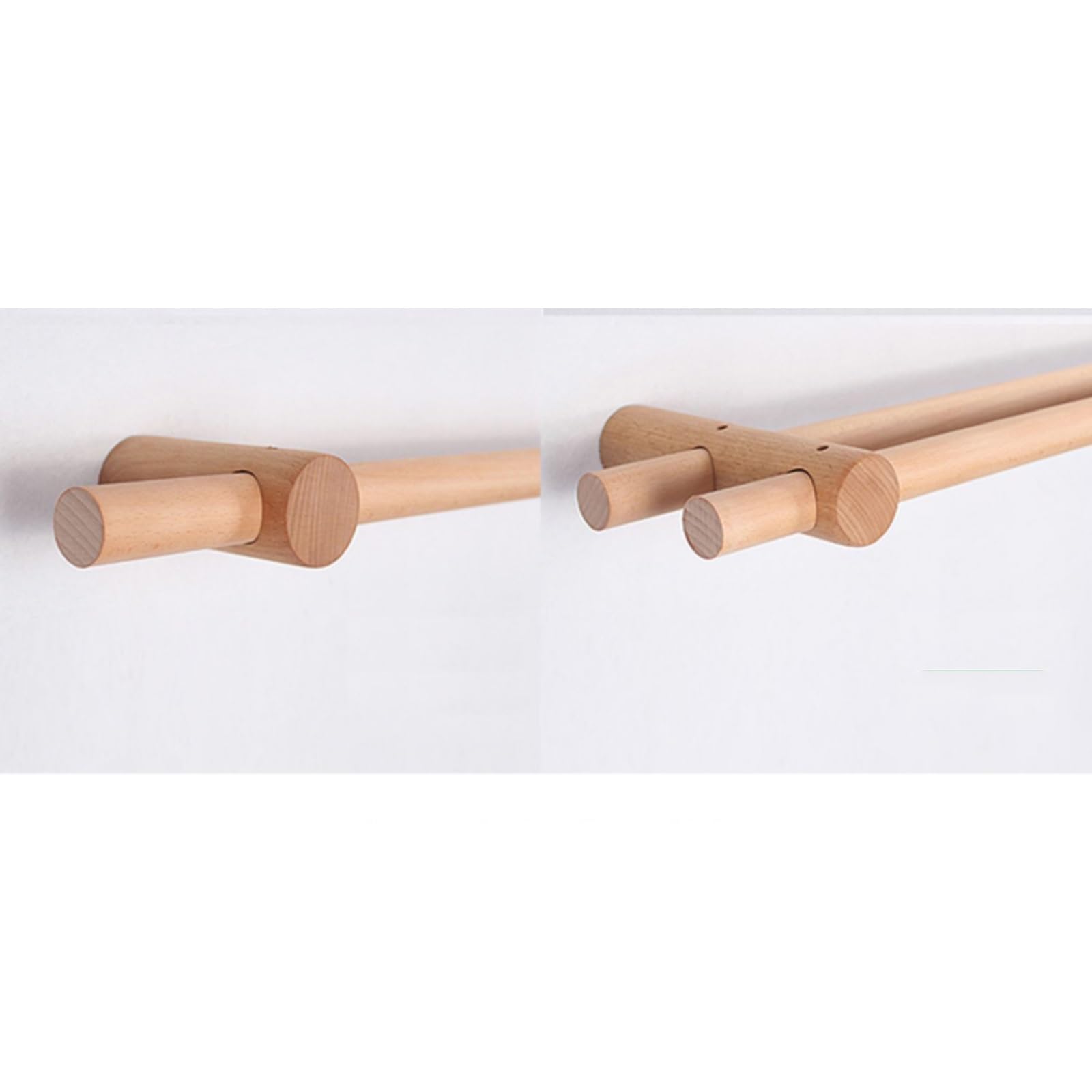 Tringle à rideaux romaine en bois massif de 110 cm - Couleur noyer - Installation facile - Durable - Double tringle en option pour décoration d'intérieur - Solution élégante de traitement de fenêtre
