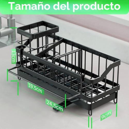 Miniatura 5 de Jyfkinn Organizador De Fregadero Para La Cocina, Soporte Para Esponja Escurridor Estropajos Fregadero Con Bandeja De Drenaje Autodrenante Soporte Estropajo Fregadero De Cocina
