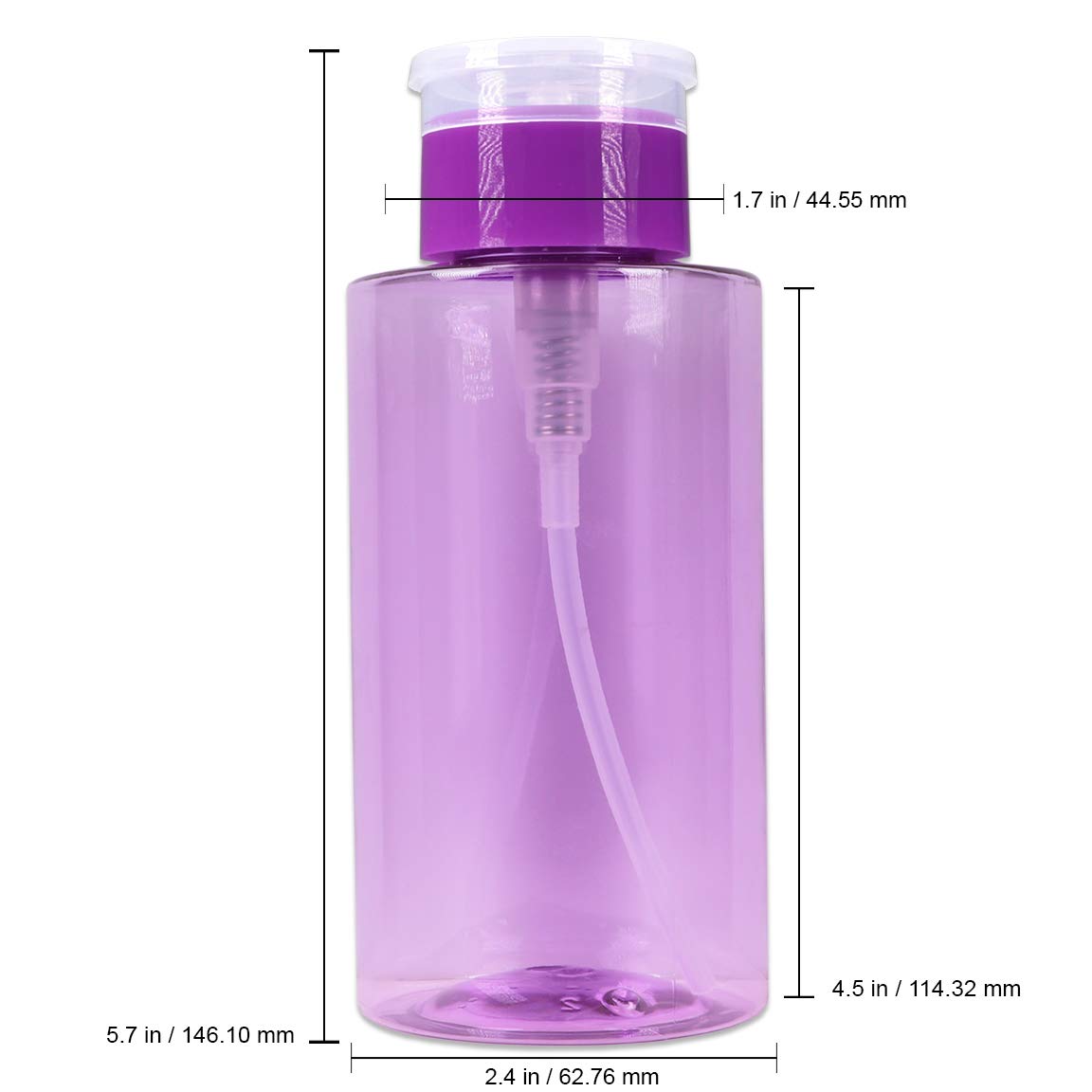 10oz PANA Purple Push-Down Dispenser Bottle - 1 Bottle - Empty Refillable Pump Bottle for Nail Polish Remover Liquid