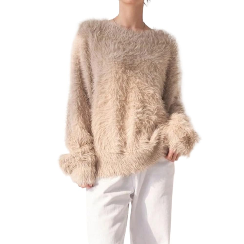 Pullover Sweaters for Women Cozy Mohair Sweater Fuzzy Sweater for Women Shrugs Fall Sweater Y2k Crewneck Sweatshirts