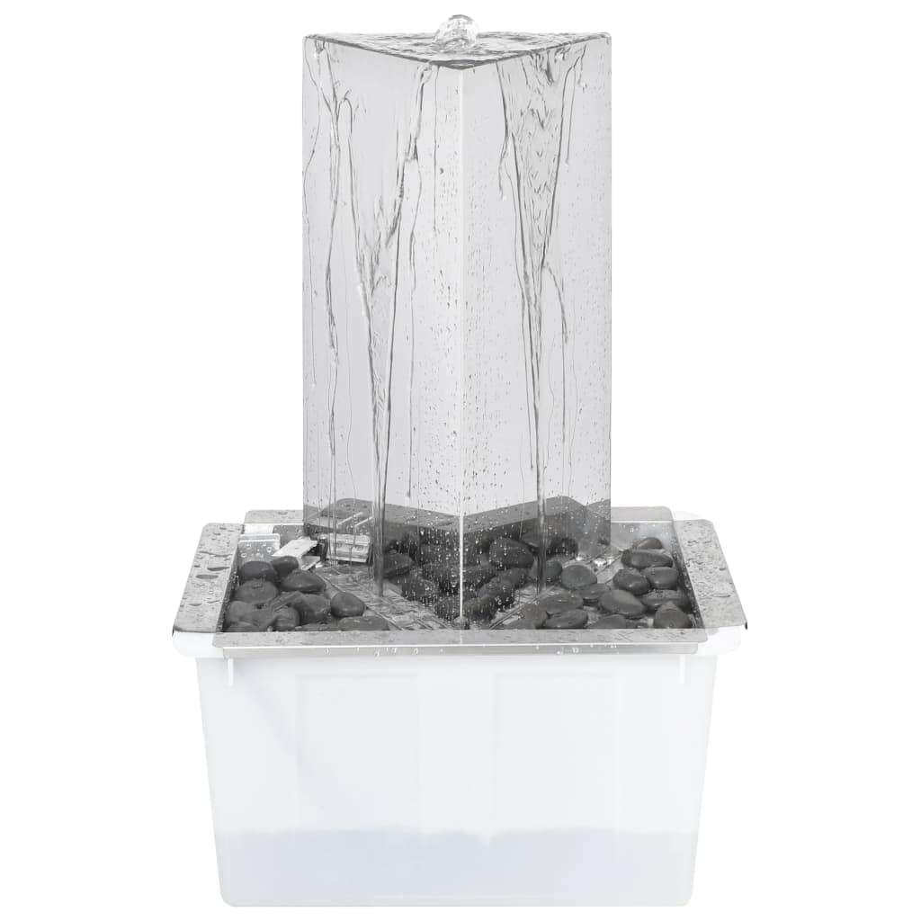 Fontana da giardino con pompa in acciaio inox, 76 cm, triangolare, gioco d'acqua, cascata, fontana decorativa per giardino, terrazza, balcone, esterno, in acciaio inox 304, 1500 l/h