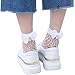 Produktbild SHOBDW Damen Netzsocken, Frauen Ruffle Netzsknöchelstrümpfe Mesh-Spitze Fisch-Netz kurze Socken (Weiß)